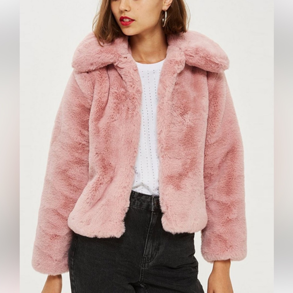 Pink Faux Fur Topshop Jacket